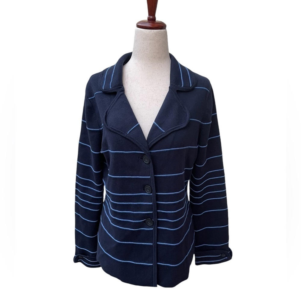 NWT Pendleton Blue Striped Sweater Blazer Size Medium